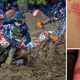 A photo from the 250SX race shows how muddy the track was (left); 450SX rider Vann Martin’s rashes after the race (right).